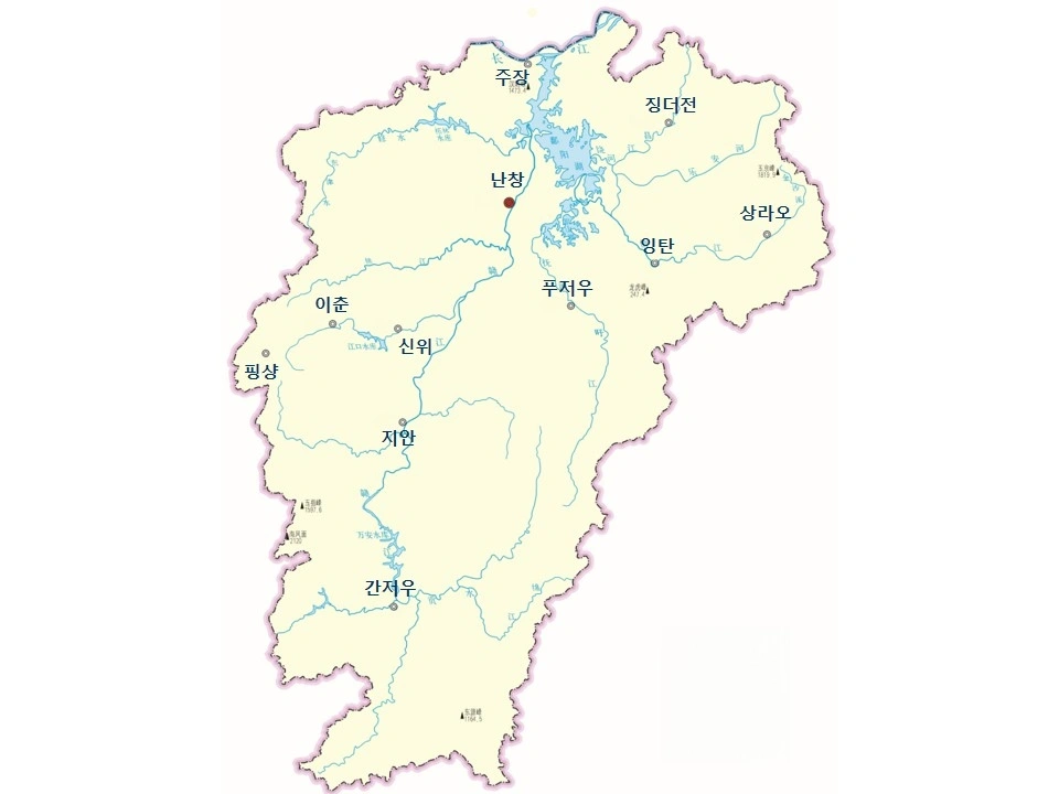 장시성 도시 지도