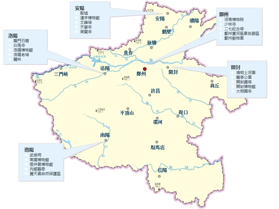 河南省熱門景點導覽圖