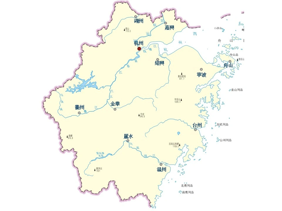 浙江省の主要都市マップ