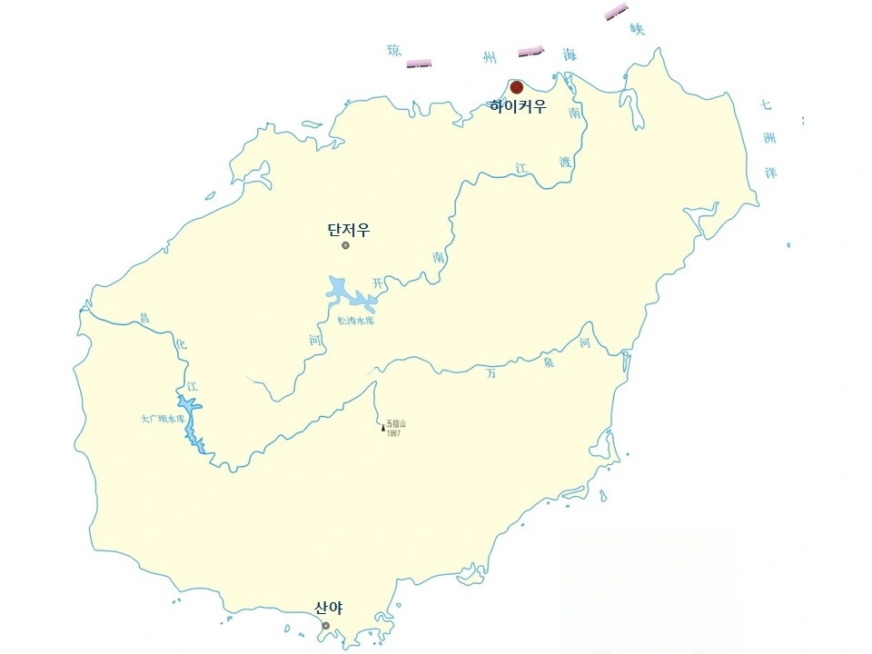 하이난성 도시 지도