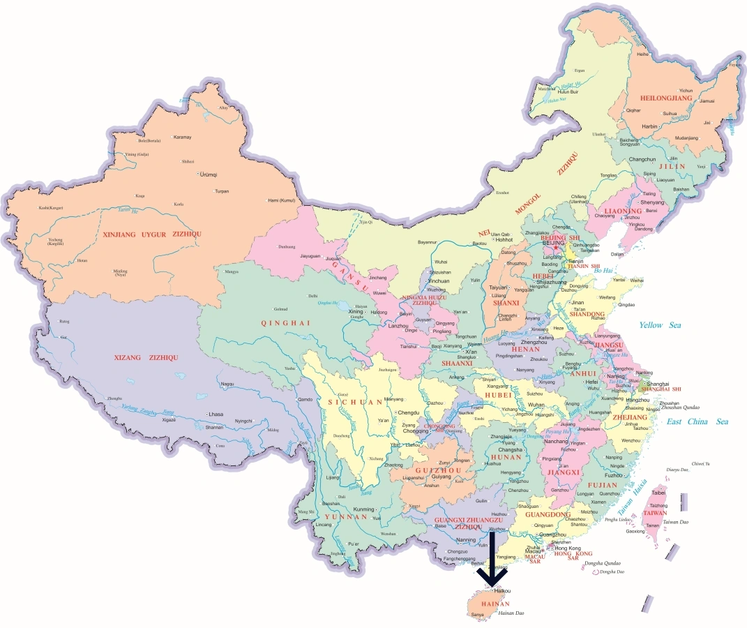 Haikou Location Map in China