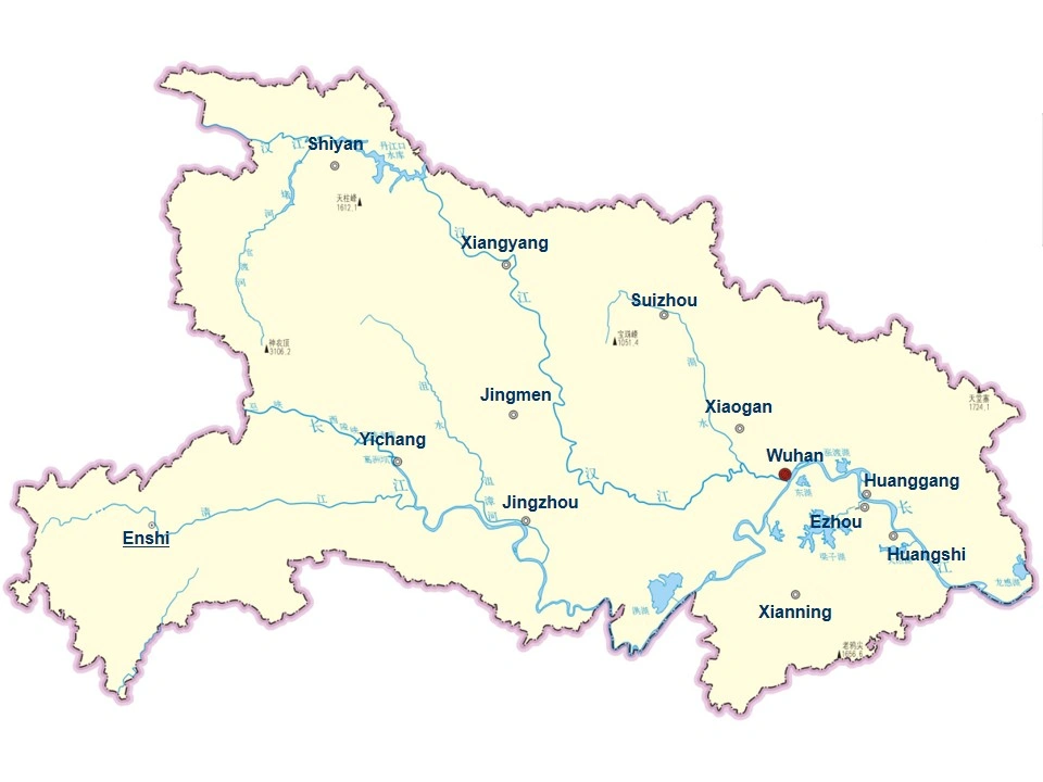 City Map of Hubei Province
