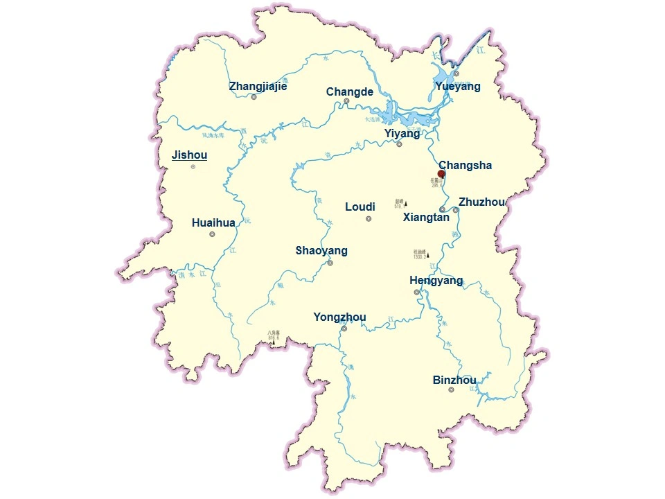 City Map of Hunan Province
