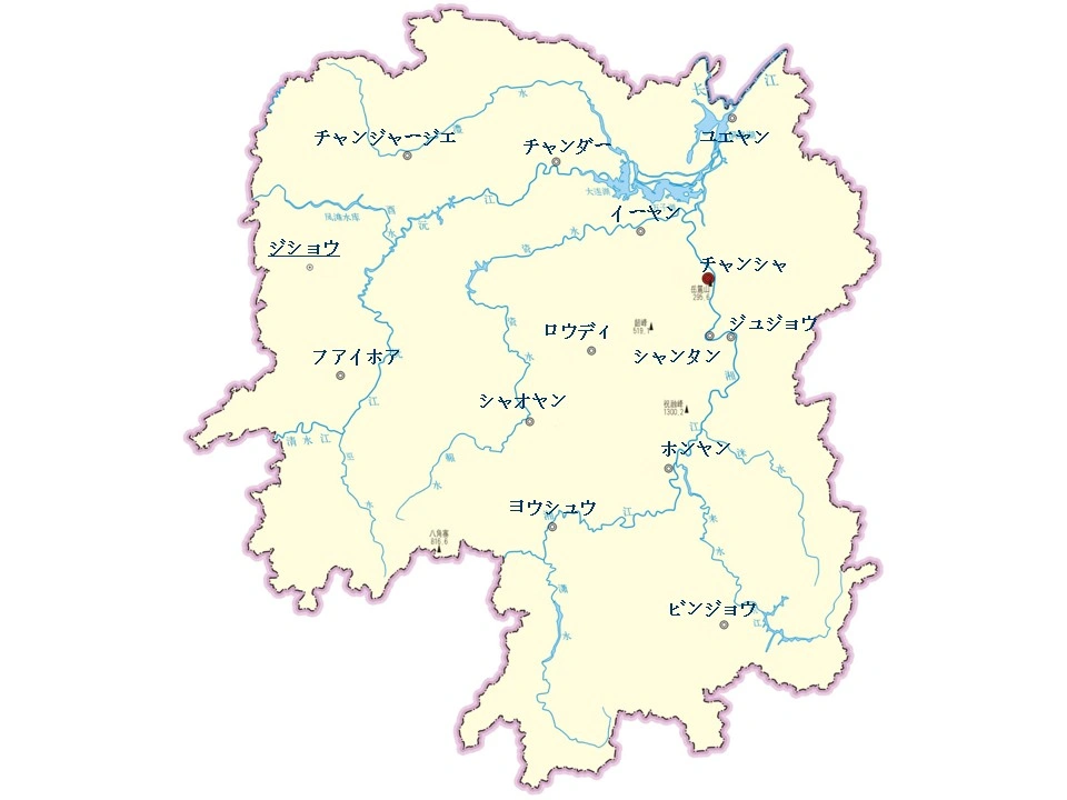 湖南省の都市マップ