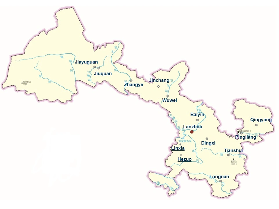 City Map of Gansu Province