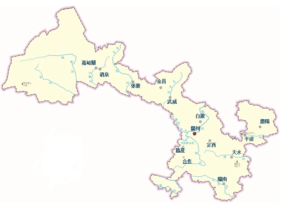 甘肅省城市地圖