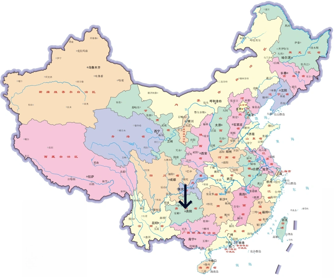 貴陽在中國大陸的位置地圖