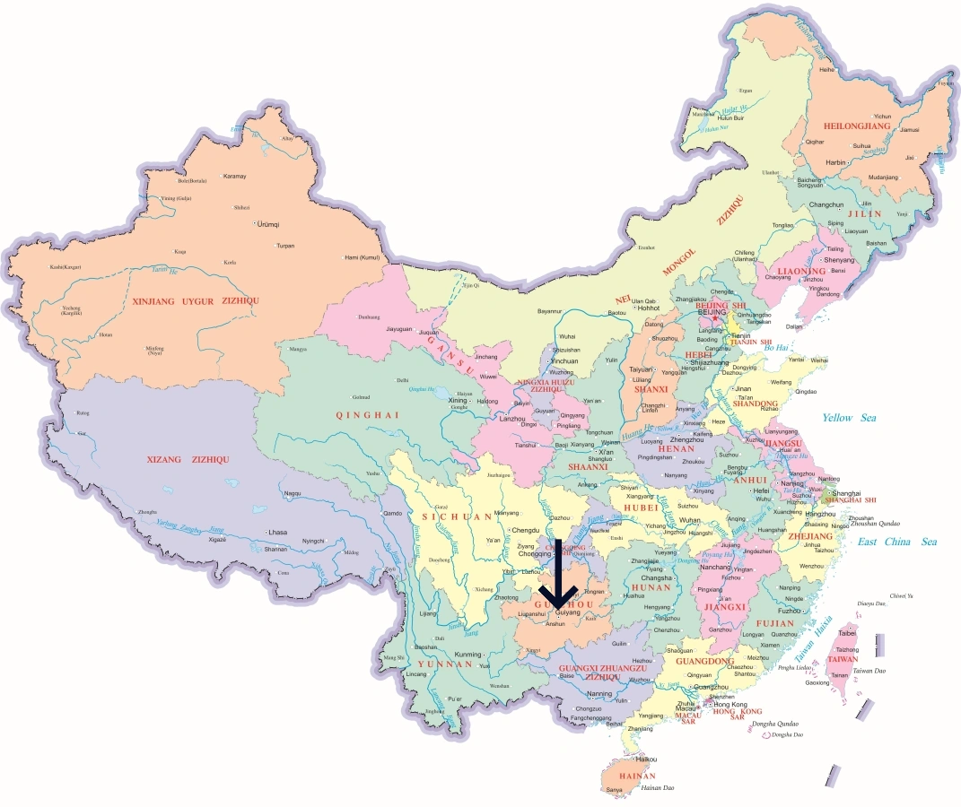 Guiyang location map in China