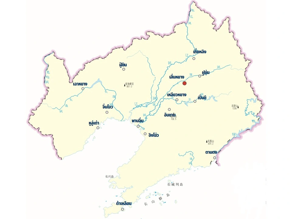 แผนที่เมืองในมณฑลเหลียวหนิง