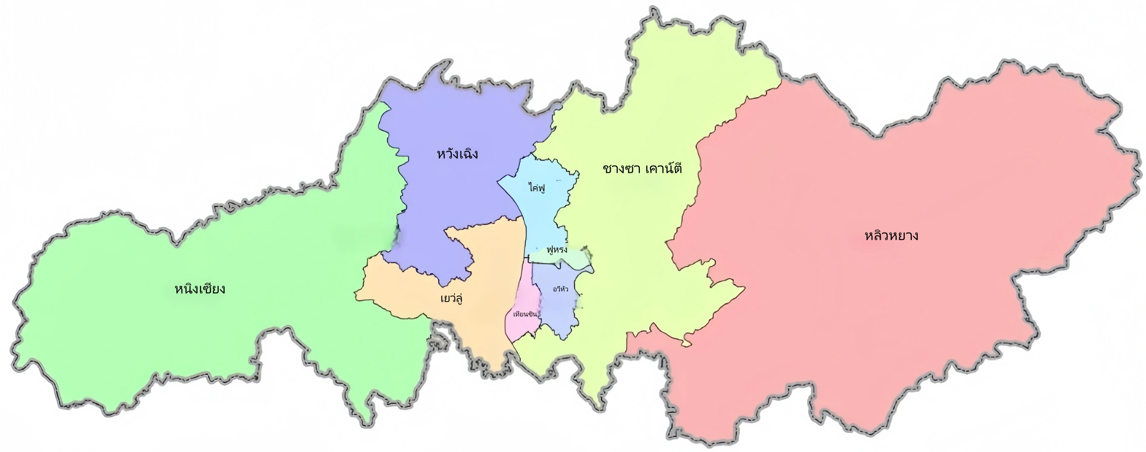 แผนที่เขตการปกครองฉางซา