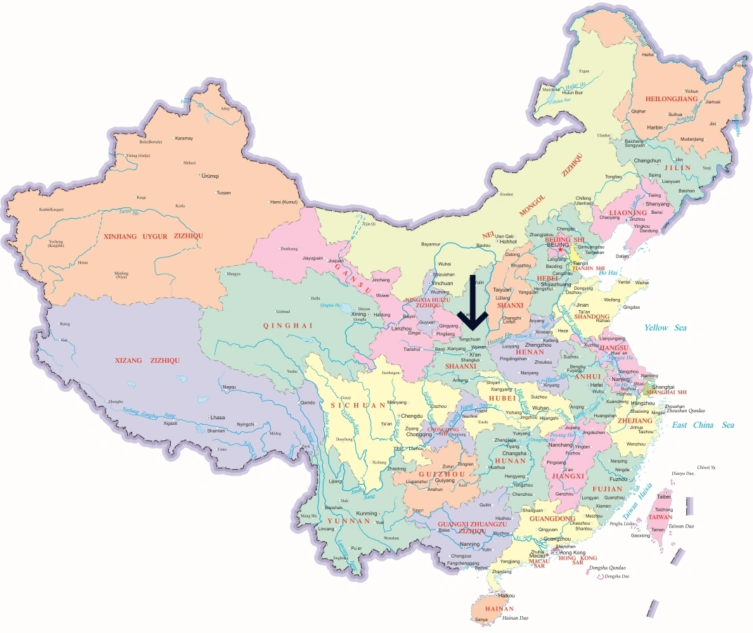 Location of Shaanxi Province in China