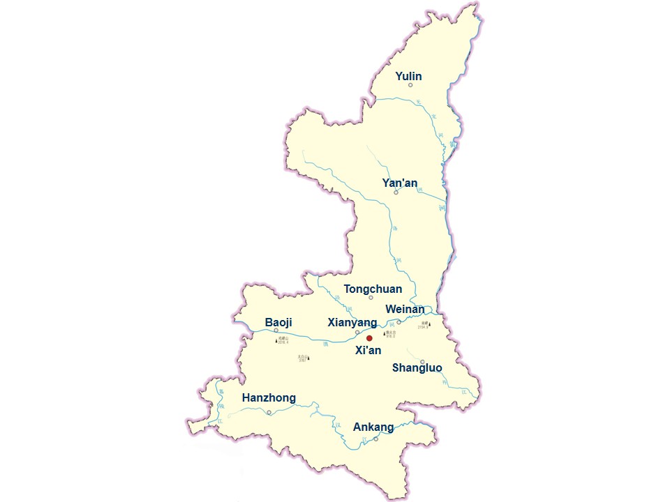 City Map of Shaanxi Province