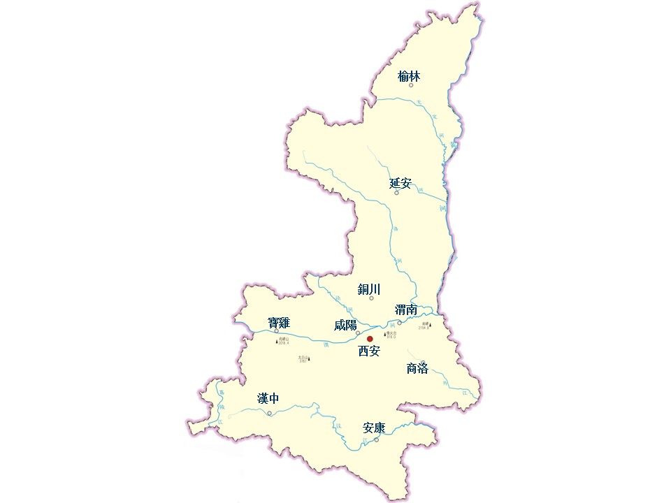 陝西省城市地圖
