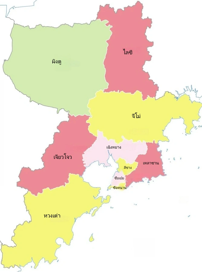 แผนที่เขตการปกครองชิงเต่า