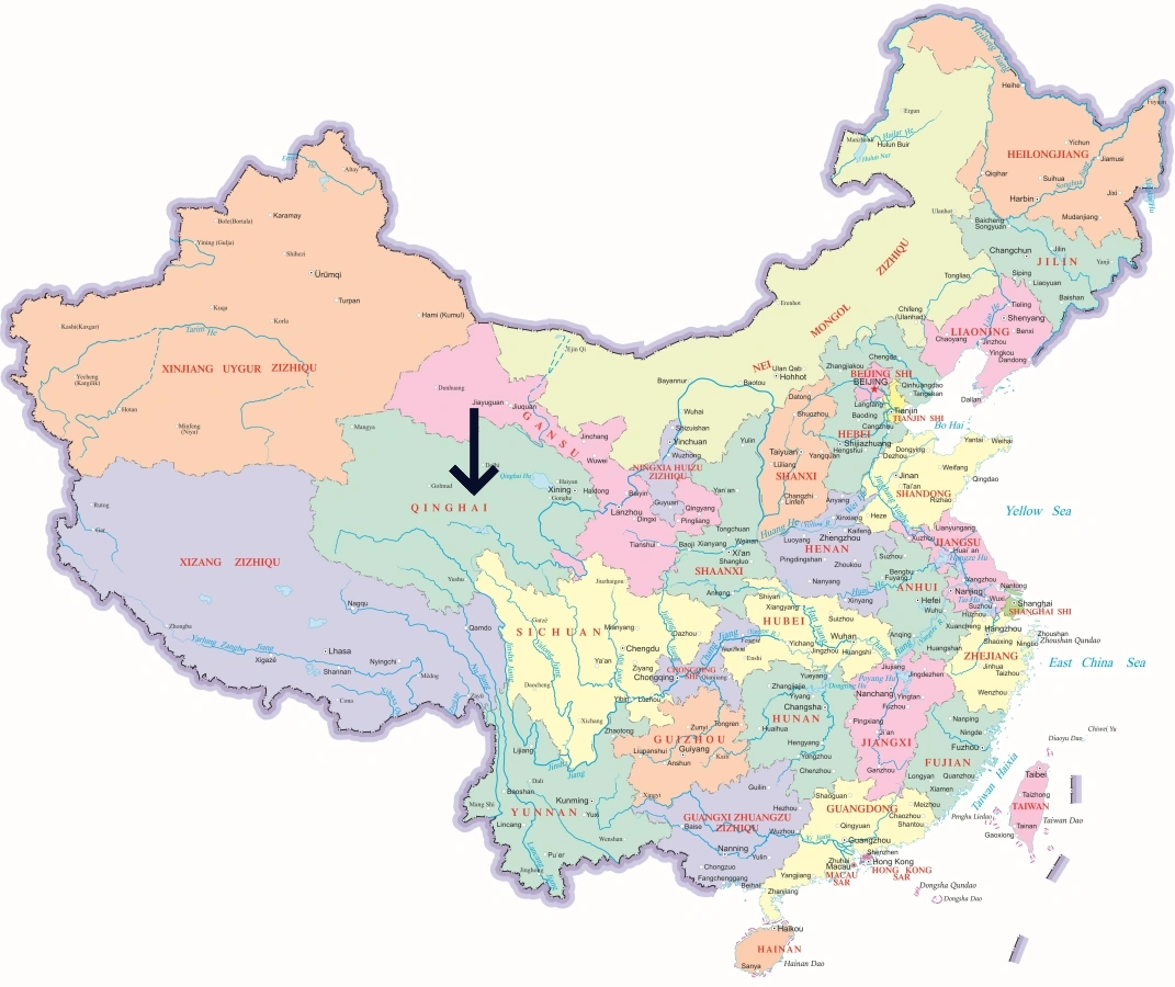 Location of Qinghai Province in China