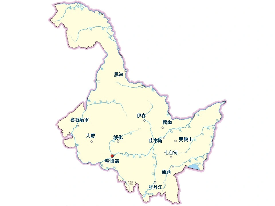 黑龍江省城市地圖